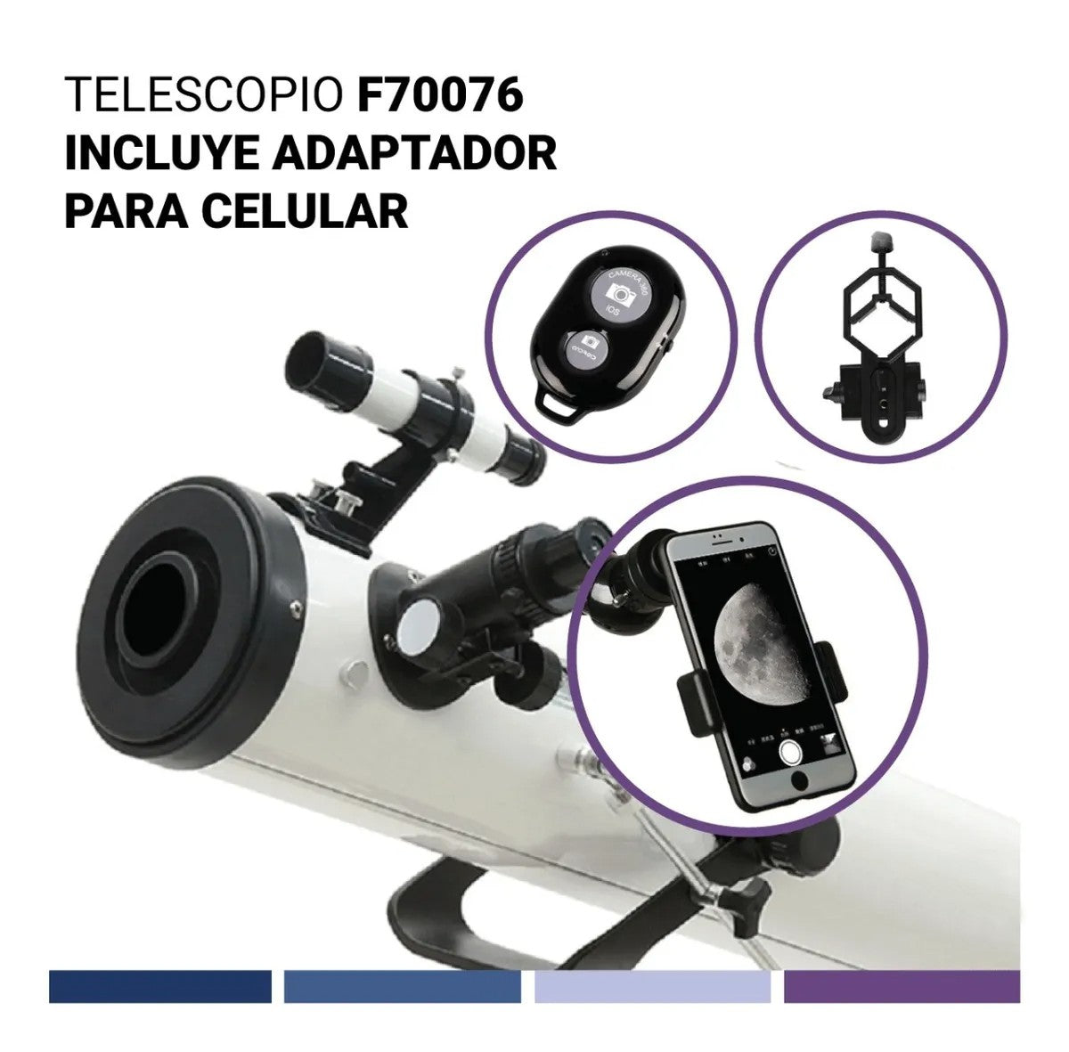 Telescopio Astro Finder Reflector 76mm Apertura con Maleta y Oculares