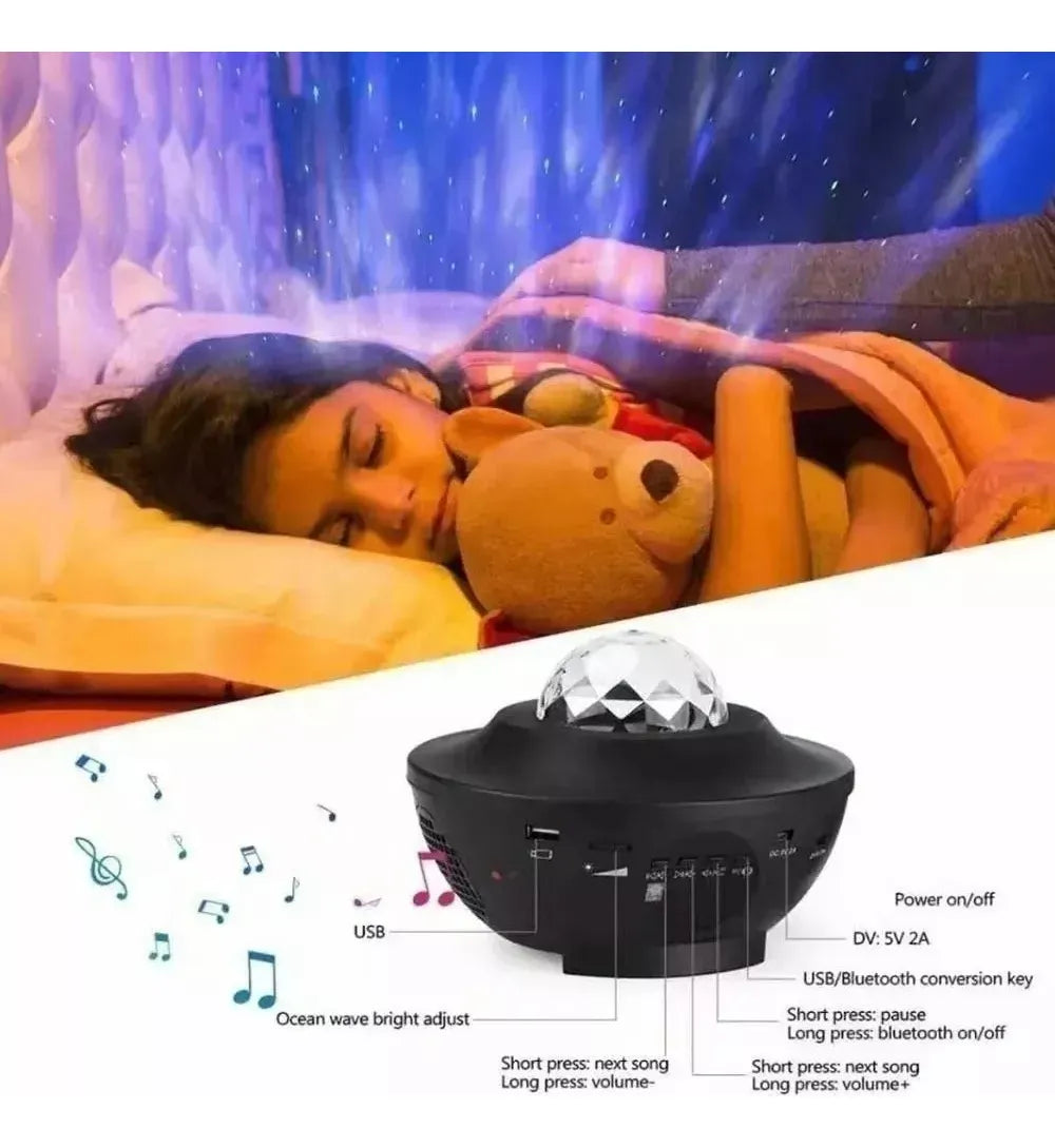 Proyector Galaxia Estrellas LED con Sonido Bluetooth y Control Remoto | Luz Nocturna Decorativa USB