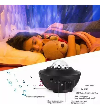 Proyector Galaxia Estrellas LED con Sonido Bluetooth y Control Remoto | Luz Nocturna Decorativa USB