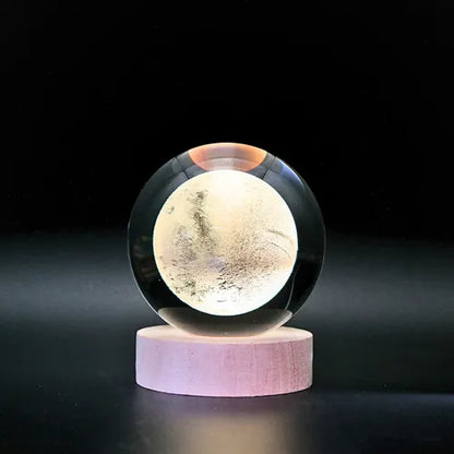 Lámpara Bola de Cristal 3D LED RGB | Velador Decorativo USB con Base de Madera