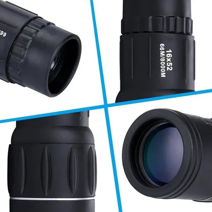 Telescopio Monocular HD 16x52 | Visión Óptica de Largo Alcance para Naturaleza y Zoológicos