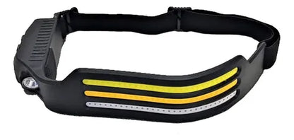 Linterna Frontal Recargable con Sensor y Tres Tiras LED – Potente, Resistente y Versátil para Actividades Profesionales y Outdoor