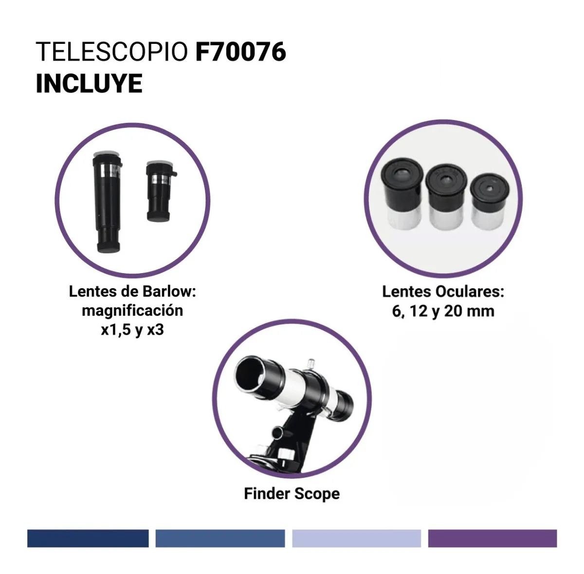 Telescopio Astro Finder Reflector 76mm Apertura con Maleta y Oculares