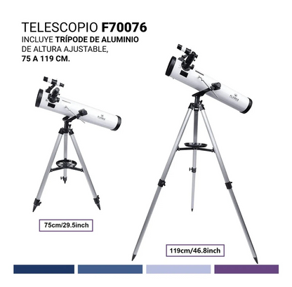 Telescopio Astro Finder Reflector 76mm Apertura con Maleta y Oculares